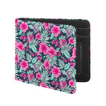 Pink Hibiscus Tropical Pattern Print Bifold Wallet