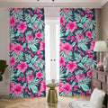 Pink Hibiscus Tropical Pattern Print Dimout Pencil Pleat Curtains