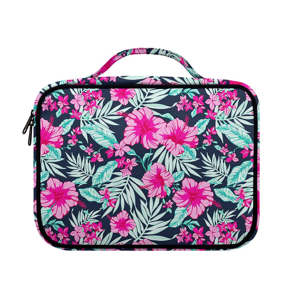 Pink Hibiscus Tropical Pattern Print Briefcase Bible Bag