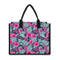 Pink Hibiscus Tropical Pattern Print Canvas Tote Bag