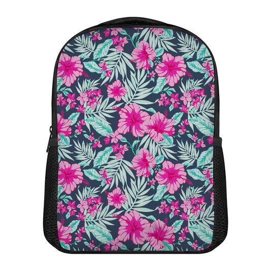 Pink Hibiscus Tropical Pattern Print Casual Backpack