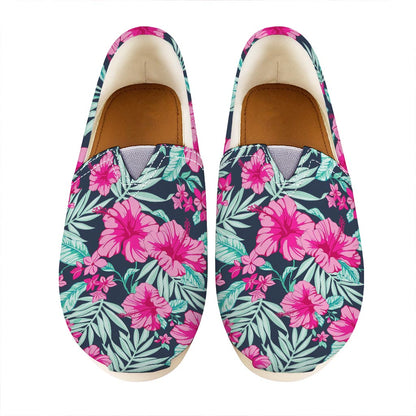 Pink Hibiscus Tropical Pattern Print Casual Shoes