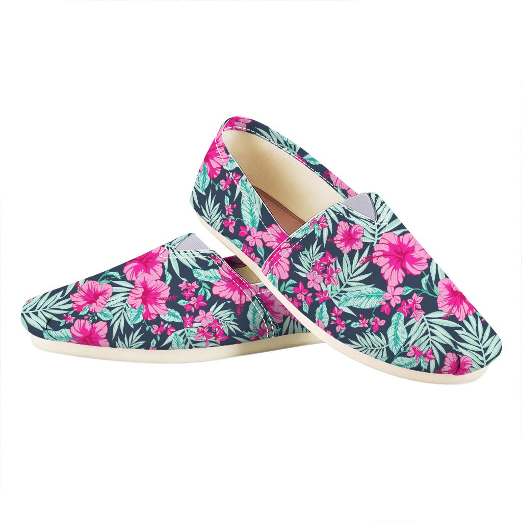 Pink Hibiscus Tropical Pattern Print Casual Shoes