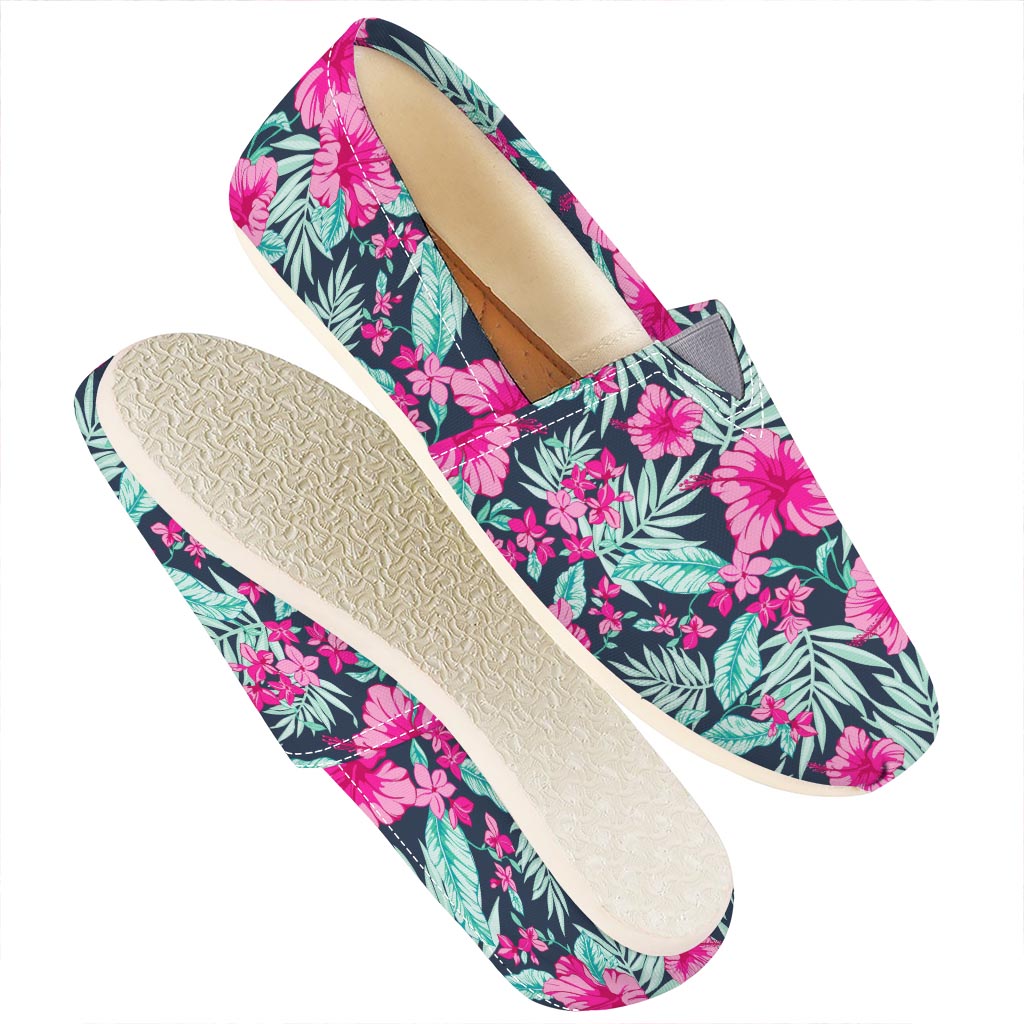 Pink Hibiscus Tropical Pattern Print Casual Shoes