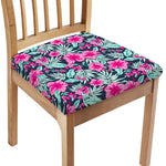 Pink Hibiscus Tropical Pattern Print Chair Cushion Cover