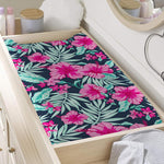 Pink Hibiscus Tropical Pattern Print Changing Pad Cover