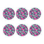 Pink Hibiscus Tropical Pattern Print Coaster Set