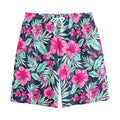 Pink Hibiscus Tropical Pattern Print Cotton Shorts