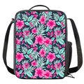 Pink Hibiscus Tropical Pattern Print Crossbody Lunch Bag