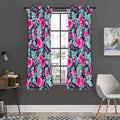 Pink Hibiscus Tropical Pattern Print Grommet Curtain Panels