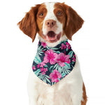 Pink Hibiscus Tropical Pattern Print Dog Bandana