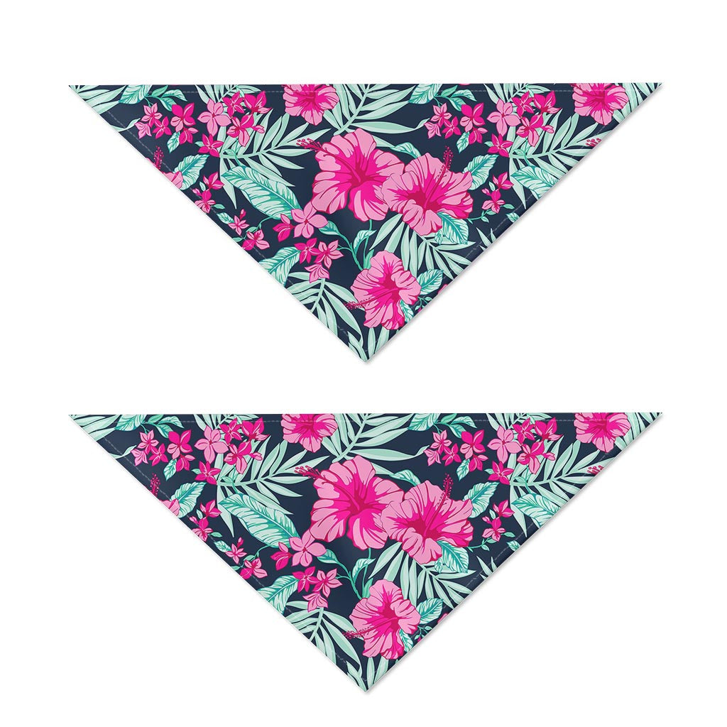 Pink Hibiscus Tropical Pattern Print Dog Bandana