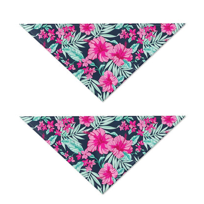 Pink Hibiscus Tropical Pattern Print Dog Bandana
