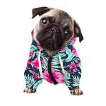 Pink Hibiscus Tropical Pattern Print Dog Zip Up Hoodie
