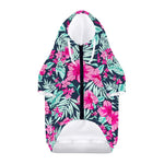 Pink Hibiscus Tropical Pattern Print Dog Zip Up Hoodie