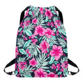 Pink Hibiscus Tropical Pattern Print Drawstring Backpack