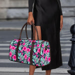 Pink Hibiscus Tropical Pattern Print Duffle Bag