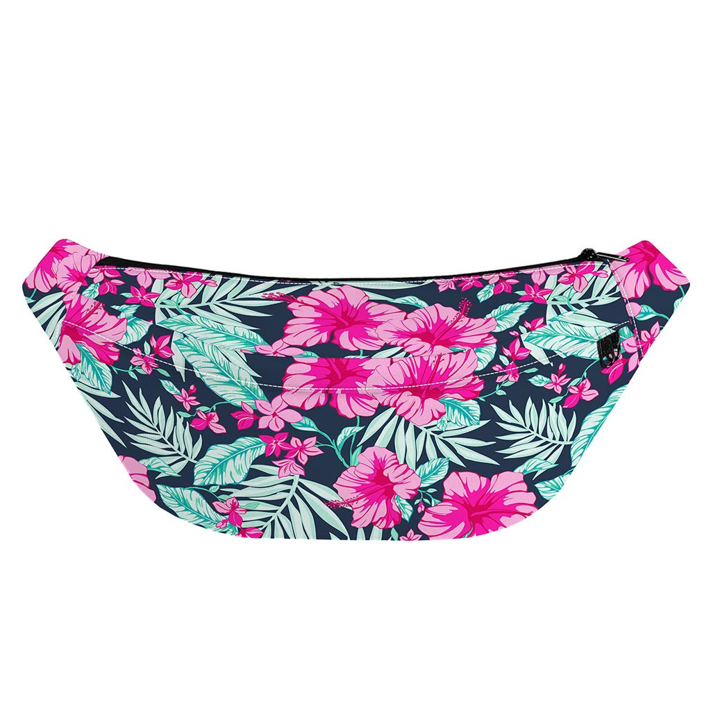 Pink Hibiscus Tropical Pattern Print Fanny Pack