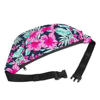 Pink Hibiscus Tropical Pattern Print Fanny Pack