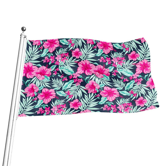 Pink Hibiscus Tropical Pattern Print Flag