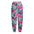 Pink Hibiscus Tropical Pattern Print Fleece Lined Knit Pants