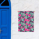 Pink Hibiscus Tropical Pattern Print Garden Flag