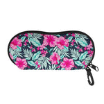 Pink Hibiscus Tropical Pattern Print Glasses Case