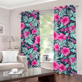 Pink Hibiscus Tropical Pattern Print Grommet Curtains