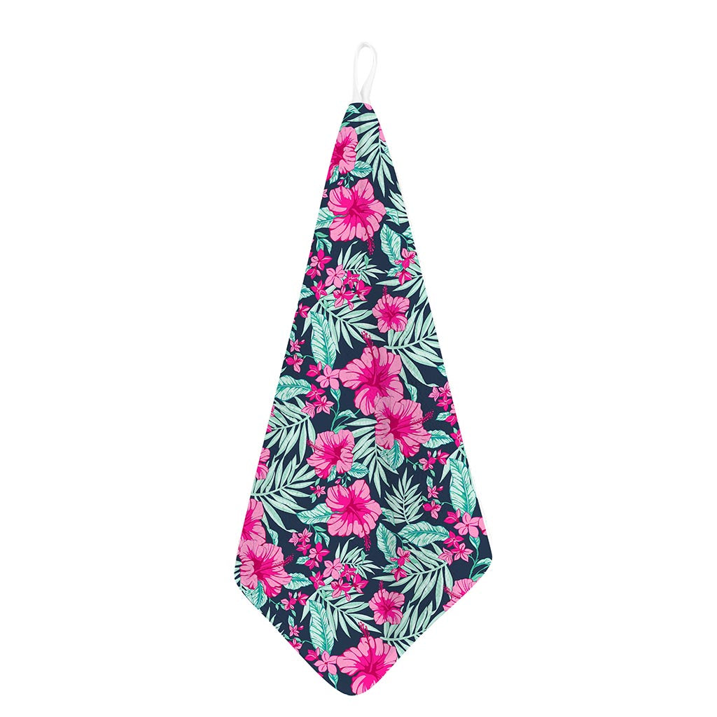 Pink Hibiscus Tropical Pattern Print Hand Towel