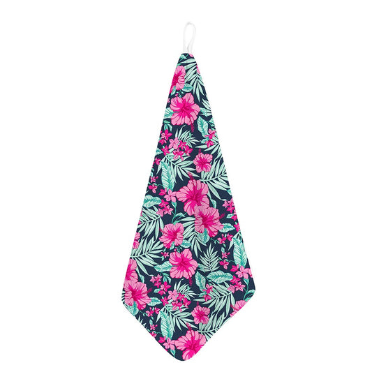 Pink Hibiscus Tropical Pattern Print Hand Towel