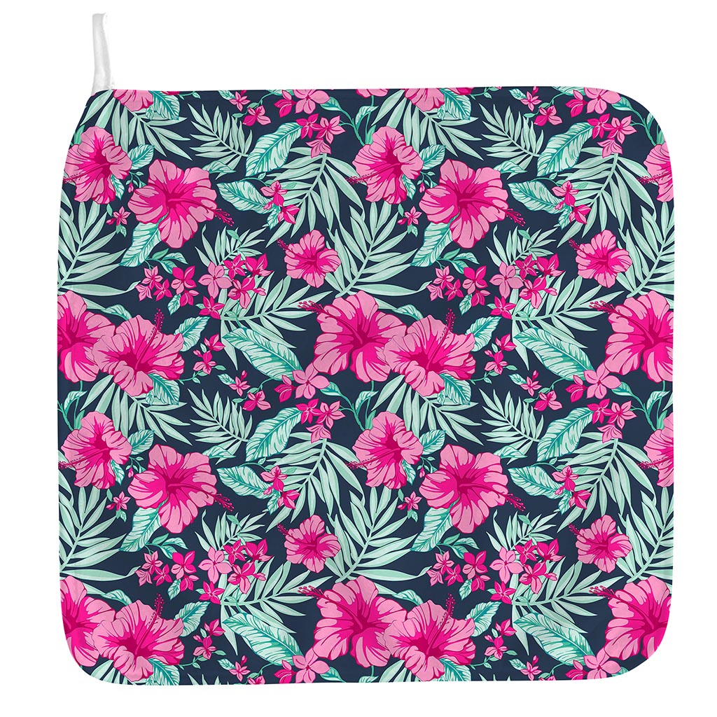 Pink Hibiscus Tropical Pattern Print Hand Towel