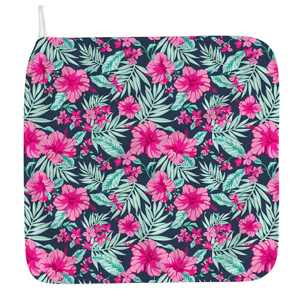 Pink Hibiscus Tropical Pattern Print Hand Towel