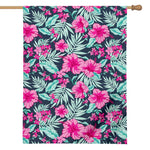 Pink Hibiscus Tropical Pattern Print House Flag