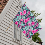 Pink Hibiscus Tropical Pattern Print House Flag