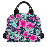 Pink Hibiscus Tropical Pattern Print Insulated Lunch Bag