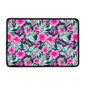 Pink Hibiscus Tropical Pattern Print Kitchen Mat