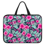 Pink Hibiscus Tropical Pattern Print Laptop Sleeve With Handle