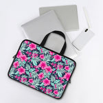 Pink Hibiscus Tropical Pattern Print Laptop Sleeve With Handle