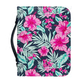 Pink Hibiscus Tropical Pattern Print Leather Bible Cover