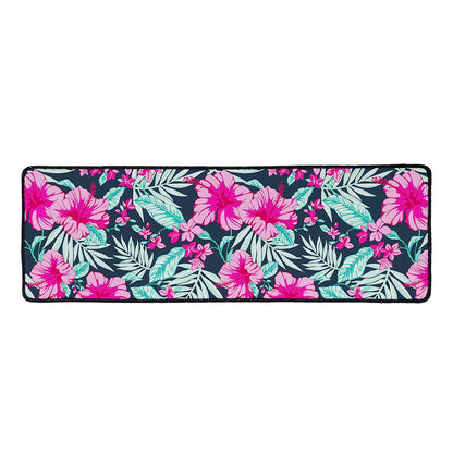Pink Hibiscus Tropical Pattern Print Long Kitchen Mat