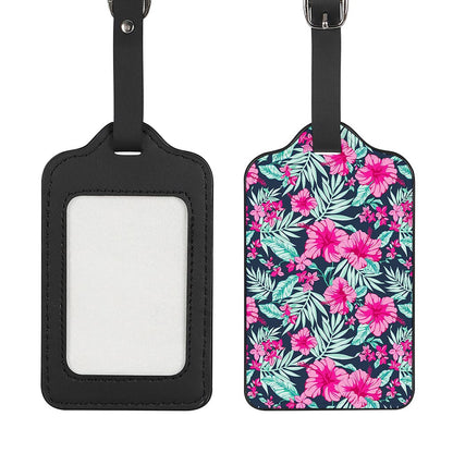 Pink Hibiscus Tropical Pattern Print Luggage Tag