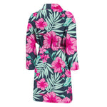 Pink Hibiscus Tropical Pattern Print Men's Bathrobe