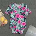 Pink Hibiscus Tropical Pattern Print Men's Bodysuit