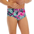 Pink Hibiscus Tropical Pattern Print Men's Briefs