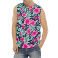 Pink Hibiscus Tropical Pattern Print Men's Fitness Tank Top