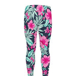 Pink Hibiscus Tropical Pattern Print Men's leggings