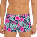 Pink Hibiscus Tropical Pattern Print Men's Short Boxer Briefs