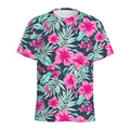 Pink Hibiscus Tropical Pattern Print Men's Athletic T-Shirt