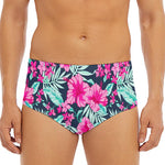 Pink Hibiscus Tropical Pattern Print Men's Triangle Swim Briefs