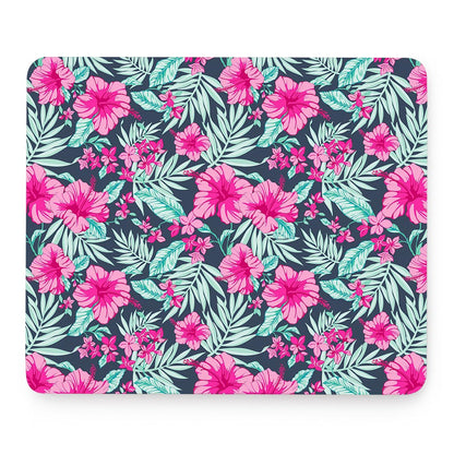 Pink Hibiscus Tropical Pattern Print Mouse Pad